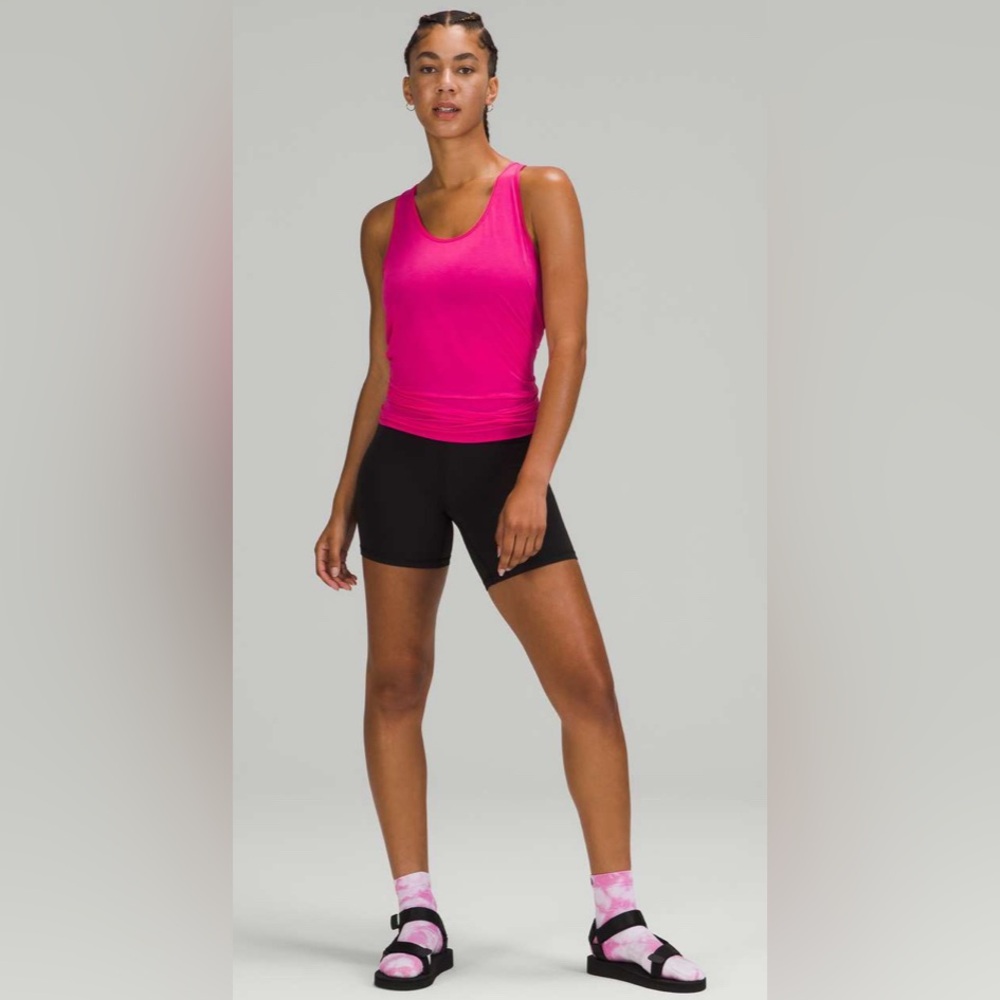 SOLD NWT Essentals Pleated Tank Racerback Sonic Pink - Picture 2 of 5